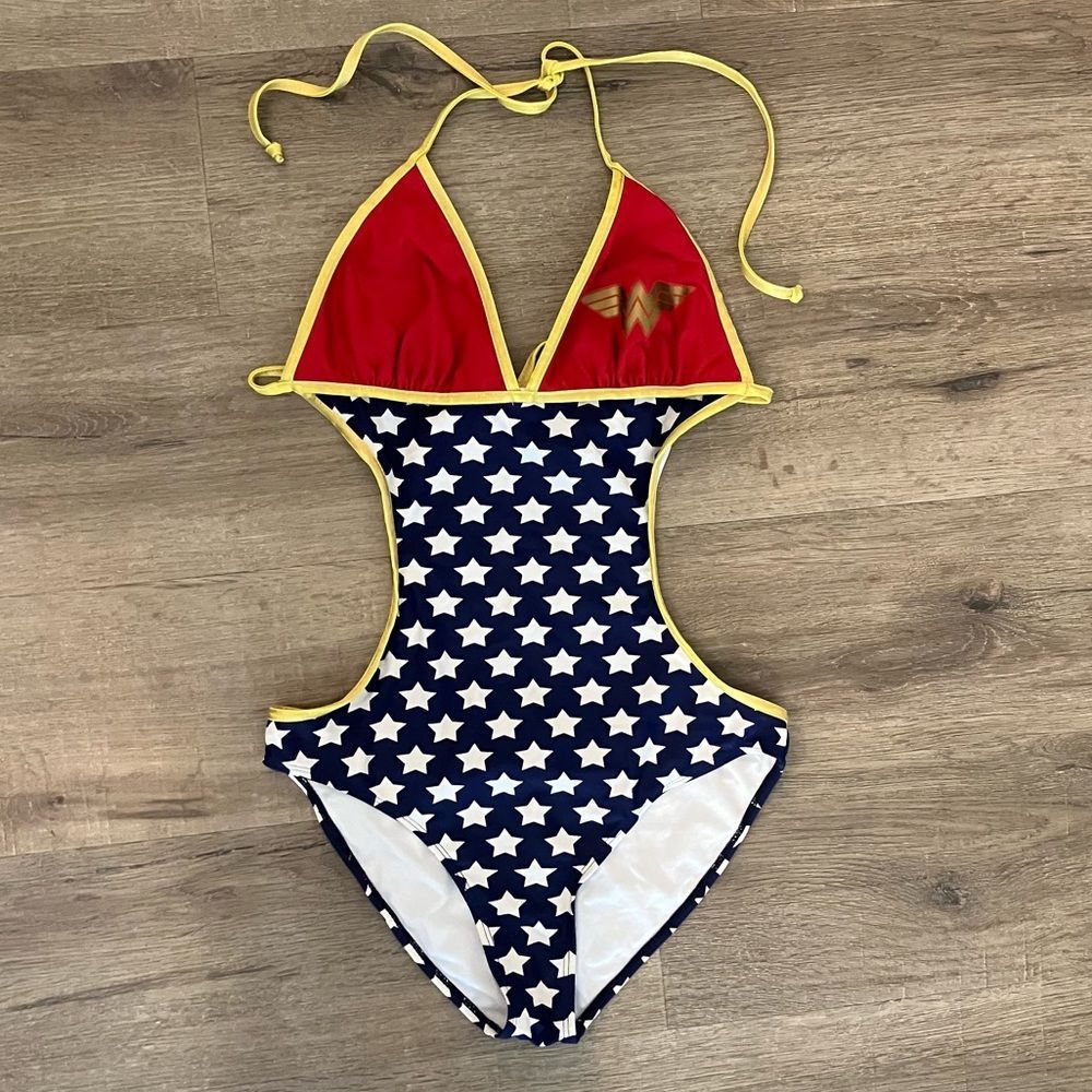 DC Comics Wonder Woman Red and Yellow Star One-Piece Swimsuit